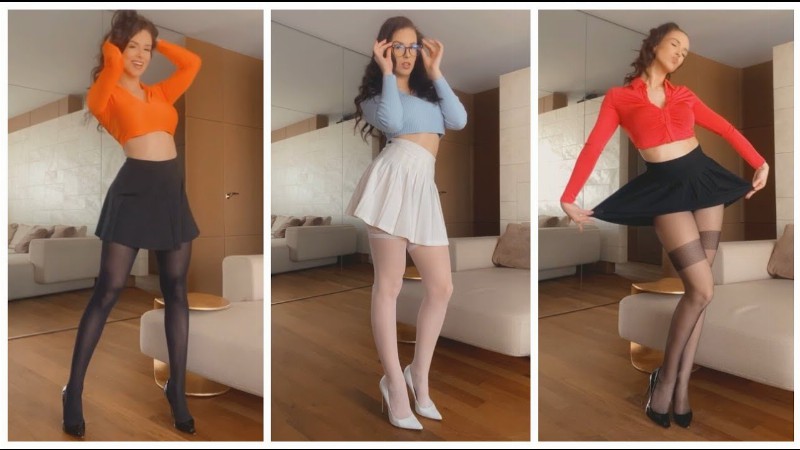 Schoolgirl Outfits With High Heels Dance Try On  :: Excinderella